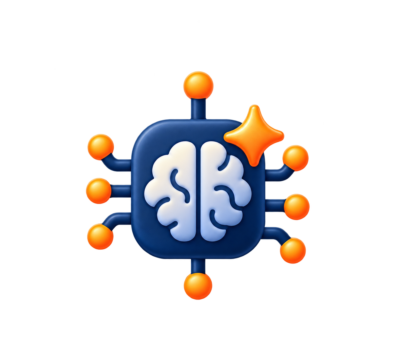 Glossy AI Brain Chip Icon