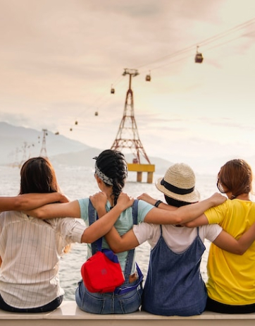 A Groupe of people enjoying sunset